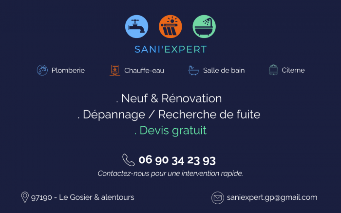 Plombier artisans - SaniExpert  Le Gosier